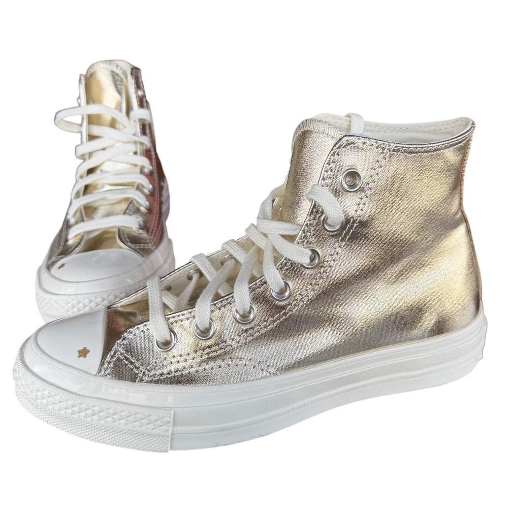 Converse Chuck Taylor All Star Hi Metallic Lt. Gold Egret AO6832C Womens 6.5 NIB